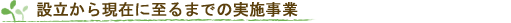 設立から現在に至るまでの実施事業